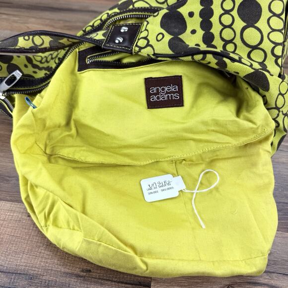 Angela Adams Brown / Yellow Bubbles Handbag, Neon Yellow Lining - Picture 9 of 9